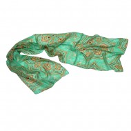 Foulard 100% seda "Jaipur",tamaño 50 x 180 cms,estampado fondo verde